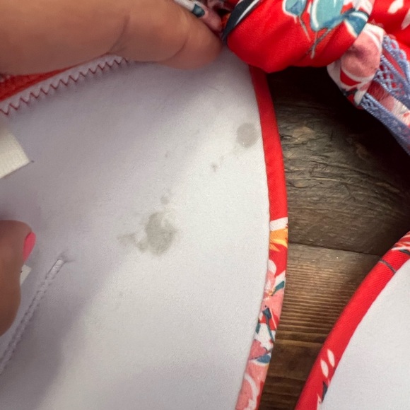 Red tropical Jessica Simpson bikini top size small Fourth of July colors - Picture 5 of 7